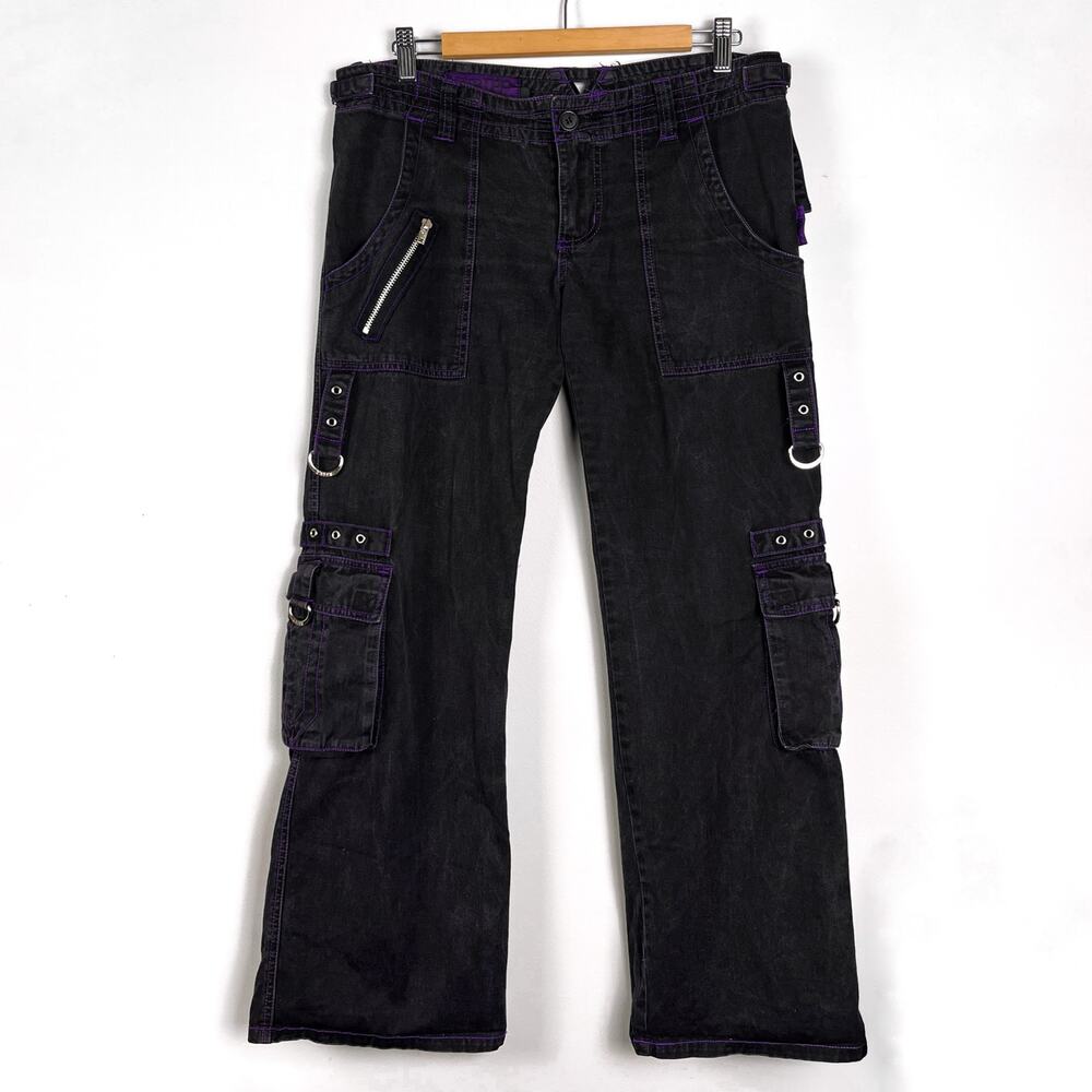 Vintage Tripp NYC Plaid Bondage Pants Mall Goth Wide Flare Leg Y2K Hot Topic